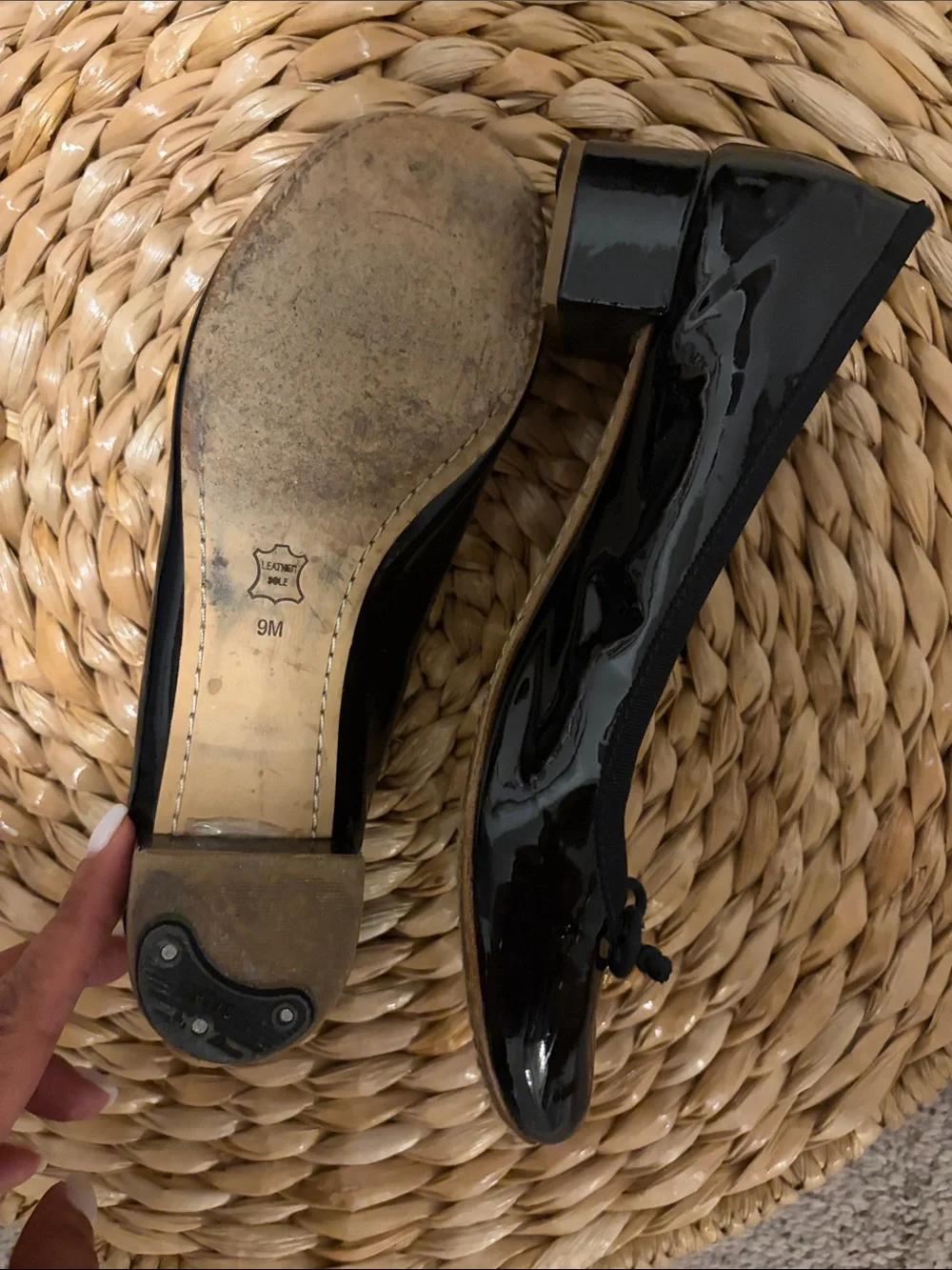 Tory Burch Black Patent Leather Logo Ballet Flats